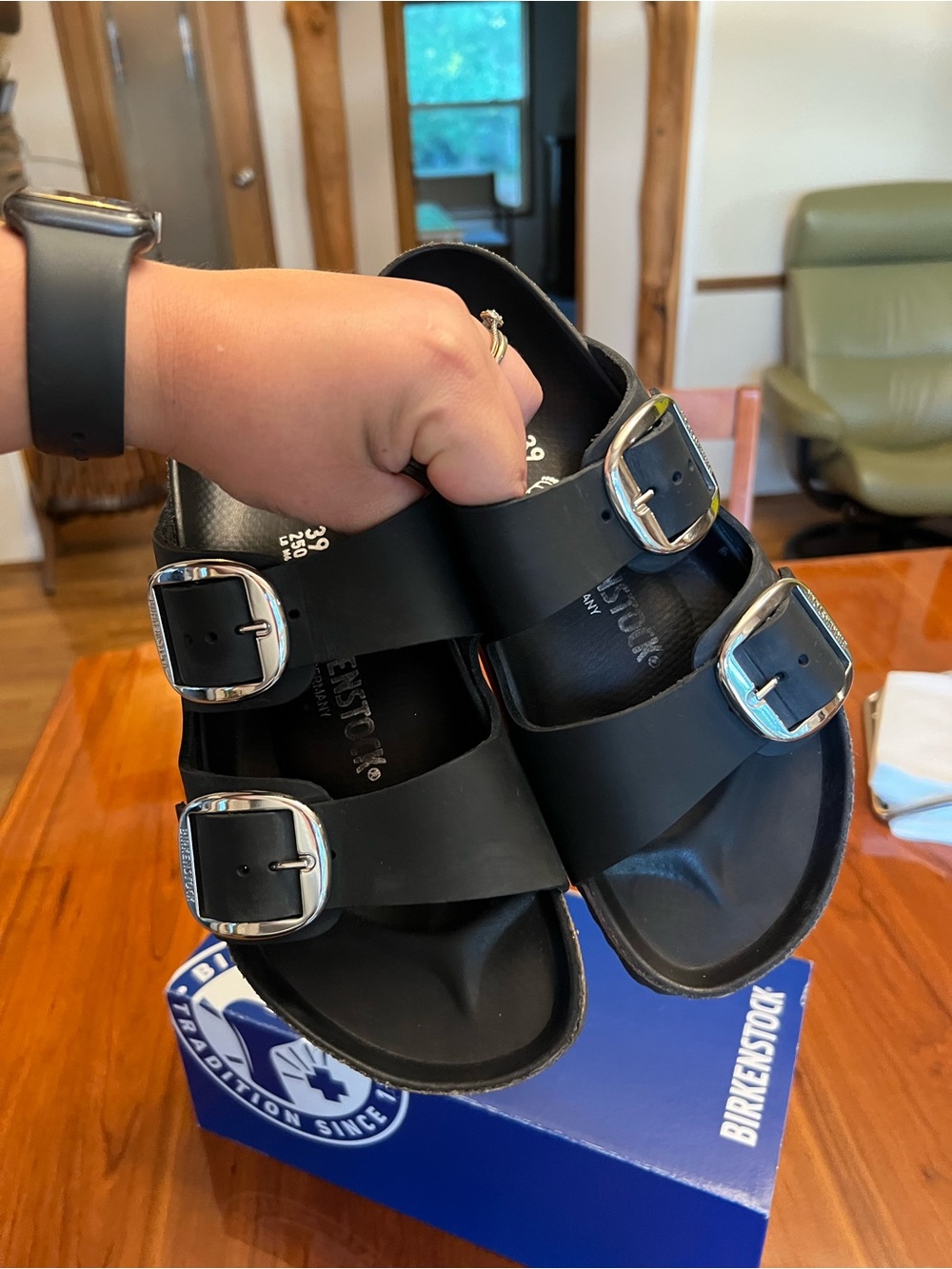 Birkenstock Arizona Big Buckle Oiled Leather Black 39 Regular